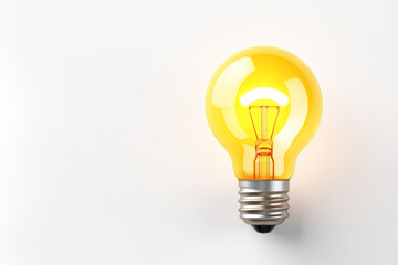 3d render of yellow light bulb on copy space background.