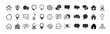 Collection home & Locations icons. House symbol. Set of real estate objects and houses black icons isolated on white background. Vector illustration.
