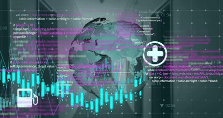 Poster - Animation of globe, data processing over computer servers