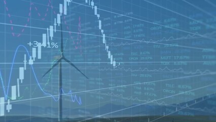 Poster - Animation of financial data processing over wind turbine