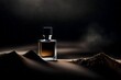 minimalist dark  perfume presentation , black piment dye powder