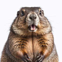 Wall Mural - Groundhog, also known as a woodchuck, is a stout-bodied rodent celebrated for its curious behavior and unique appearance