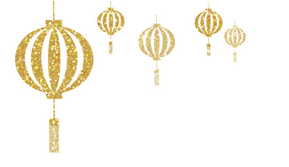 Wall Mural - yellow glitter chinese lanterns background. asian new year lamps. chinese new year. design for decor