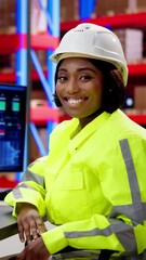 Aufkleber - African-American Woman Working at Office Desk