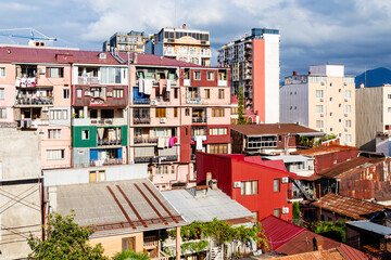 Wall Mural - travel to georgia - city block in batumi city on sunny autumn day