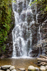 Wall Mural - travel to georgia - pool of mirveti waterfall near mirveti village in adjara on autumn day. it is lo