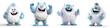 funny 3D yeti character set isolated on white background