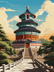 Wall Mural - Graphic illustration, Forbidden City, Chinese palace, architecture and eaves