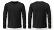 Blank black shirt mock up template, front and back view, isolated on white, plain t-shirt mockup. Tee sweater sweatshirt design presentation for print. Generative Ai