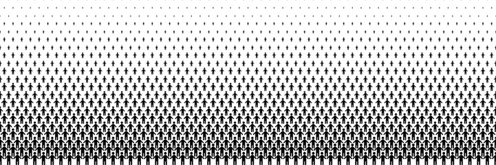 Aufkleber - horizontal black halftone of man on white design for pattern and background.