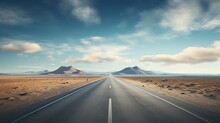 Horizontal View Of Desert Road Leading To The Horizon AI Generated