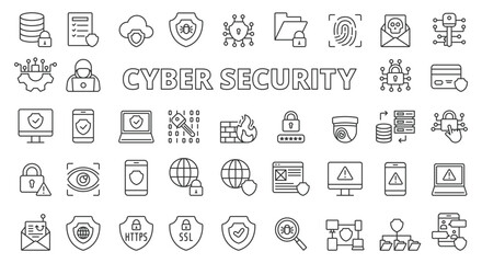 Wall Mural - Cyber security icon line design. Cyber, IT security, technology, cybersecurity, vector illustrations. Cyber security editable stroke icon