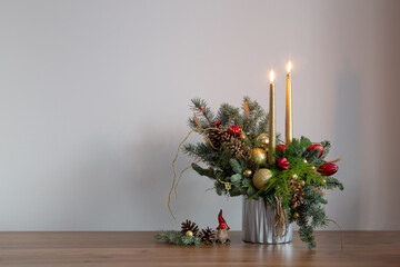 Wall Mural - christmas decor with candles in red and golden colors