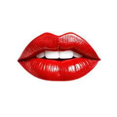 Female red lips. Cut out on transparent