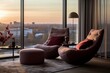 A burgundy chair in beautiful modern living room