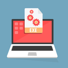 Poster - Formato di file con etichetta EXE sul computer portatile - illustrazioni