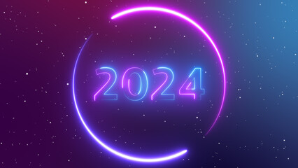 Wall Mural - neon blue and purple 2024 4k of traveling through star fields space supernova colorful light glowing