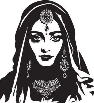 Maharani's Mark: Indian Bride Emblem Enchanting Dulhan: Wedding Woman Vector