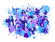 A group of happy people celebrating a special event, enjoying music, party, dancing. Vector illustration