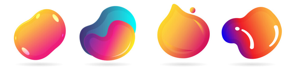 Wall Mural - set of colorful gradient liquid blob shapes. vector