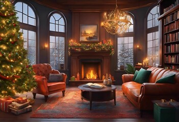 living room at Christmas