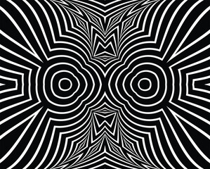 Wall Mural - Wave design black and white. Digital image with a psychedelic stripes. Argent base for website, print, basis for banners, wallpapers, business cards, brochure, banner. Line art optical