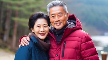 Wall Mural - Portrait Korean Mature couple handsome and beauty outdoor travel