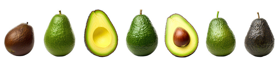 Collection Natural Fresh Avocado Border On Transparent Background 4