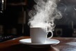 steam rising from coffee cup