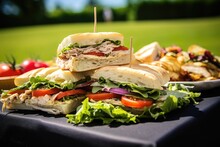 sandwich platter at outdoor picnic