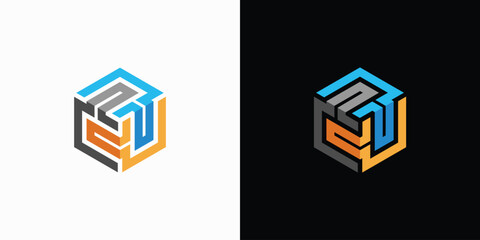 Poster - Cube maze abstract vector logo design