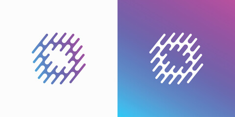 Poster - Sound wave vector logo design with abstract diagonal lines