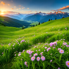 Wall Mural - meadow with flowers