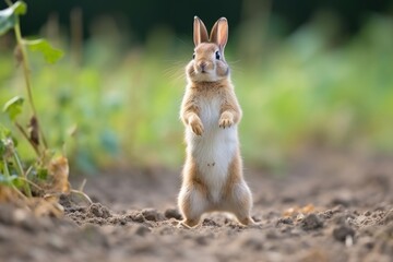 Wall Mural - rabbit standing upright on its hind legs