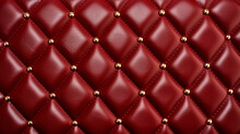 Red Diamond Pattern Embossed Leather Pattern With Gold Diamond Detail, Puffy Foam Leather For Purse.