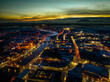 Ballina Town, Co. Mayo drone shot at night time in Christmas time 
