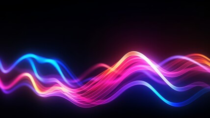 Wall Mural - Abstract background with rainbow glowing lines and waves. Data transfer concept. Generative AI