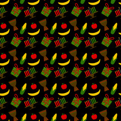 Wall Mural - Kwanzaa seamless pattern. African American holiday vector background. Perfect for wrapping paper, textile, fabric, scrapbooking, etc.