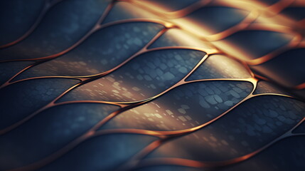 Poster - Elegant neural patterned structure made of gold and bluecloth