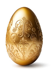 Wall Mural - golden easter egg with beautiful ornaments decoration, isolated on white