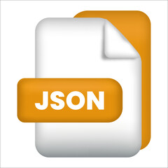 Fototapete - JSON file format icon. JSON file format 3d render icon on white background. JSON file format document color icon vector