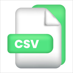 Fototapete - CSV file format icon. CSV file format 3d render icon on white background. CSV file format document color icon vector