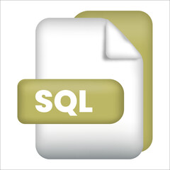 Fototapete - SQL file format icon. SQL file format 3d render icon on white background. SQL file format document color icon vector