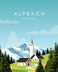 Wall Mural - Alpbach Austria travel poster