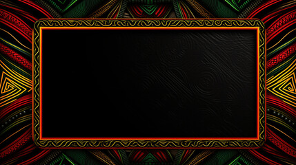 African art pattern with black frame with copy space