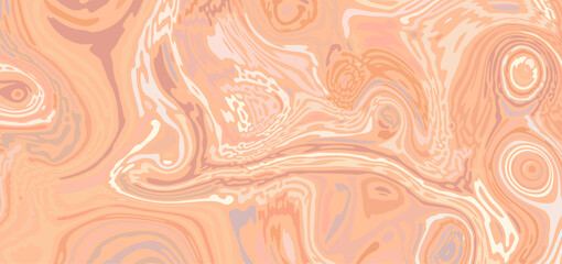 Wall Mural - Holographic peach fuzz abstract poster design with optical interference and liquid effect . Illusion of movement for banner, flier, invitation card.