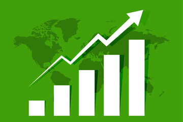 Global economi growth financial background stock market analysis illustration.