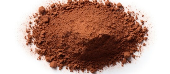 Aufkleber - pile of cocoa powder isolated on white background Top view Flat lay. Website header. Creative Banner. Copyspace image