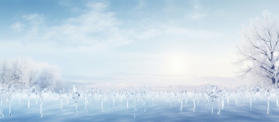 Poster - Icicles and white background in the winter. Website header. Creative Banner. Copyspace image