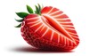 Realistic High-Resolution Strawberry Slice: Vivid Textures and Seeds on White